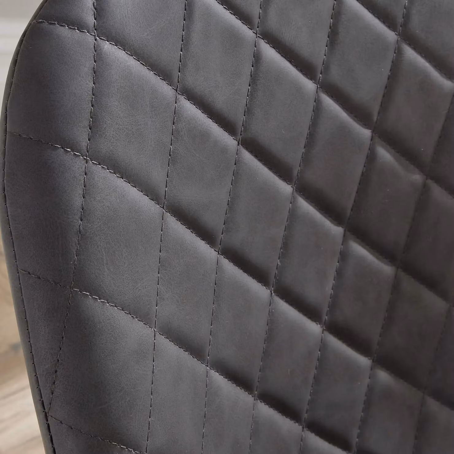 Home Source Set of 2 Mid-Century Dining Chairs with Geometric Fabric and Metal Legs in Grey – 3