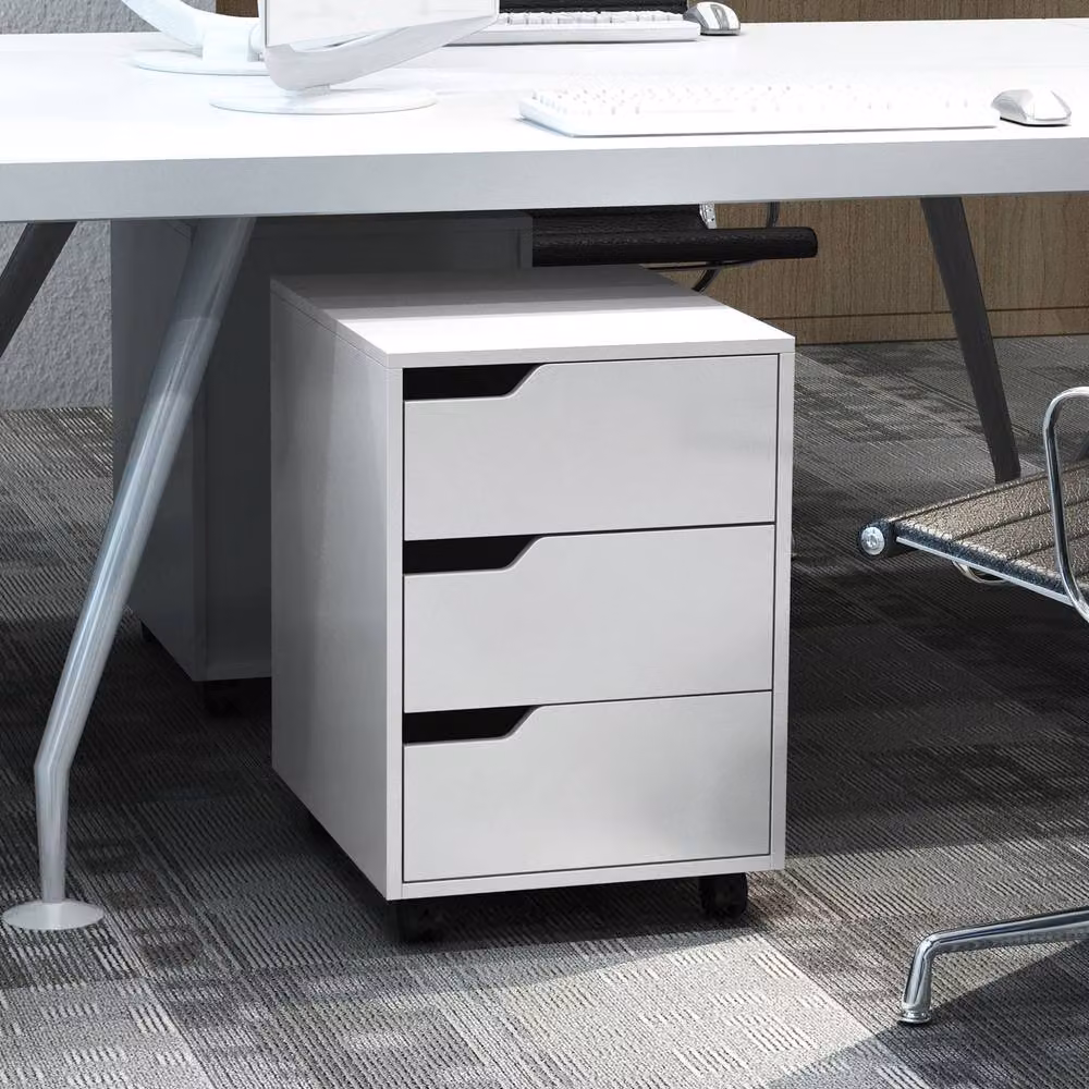 STILVORA Mobile Filing Cabinet with 3 Drawers in White, W/D/H: 40 x 50 x 57.5 cm – 4