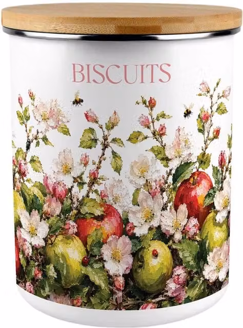 Purely Home Apple Blossoms Extra Large Floral Biscuit Tin, Multicoloured