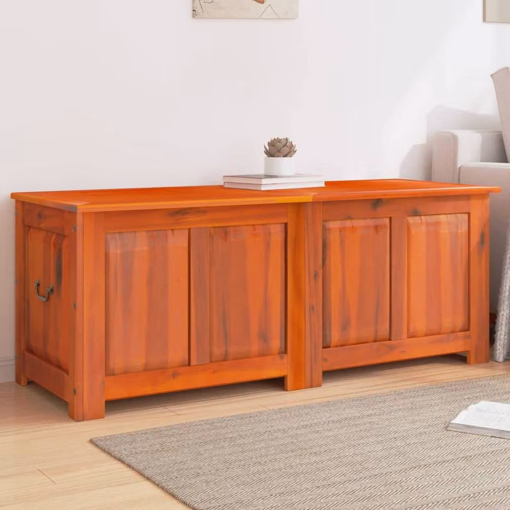 Berkfield Home Brown Acacia Solid Wood Storage Chest with Soft Close Lid – 2