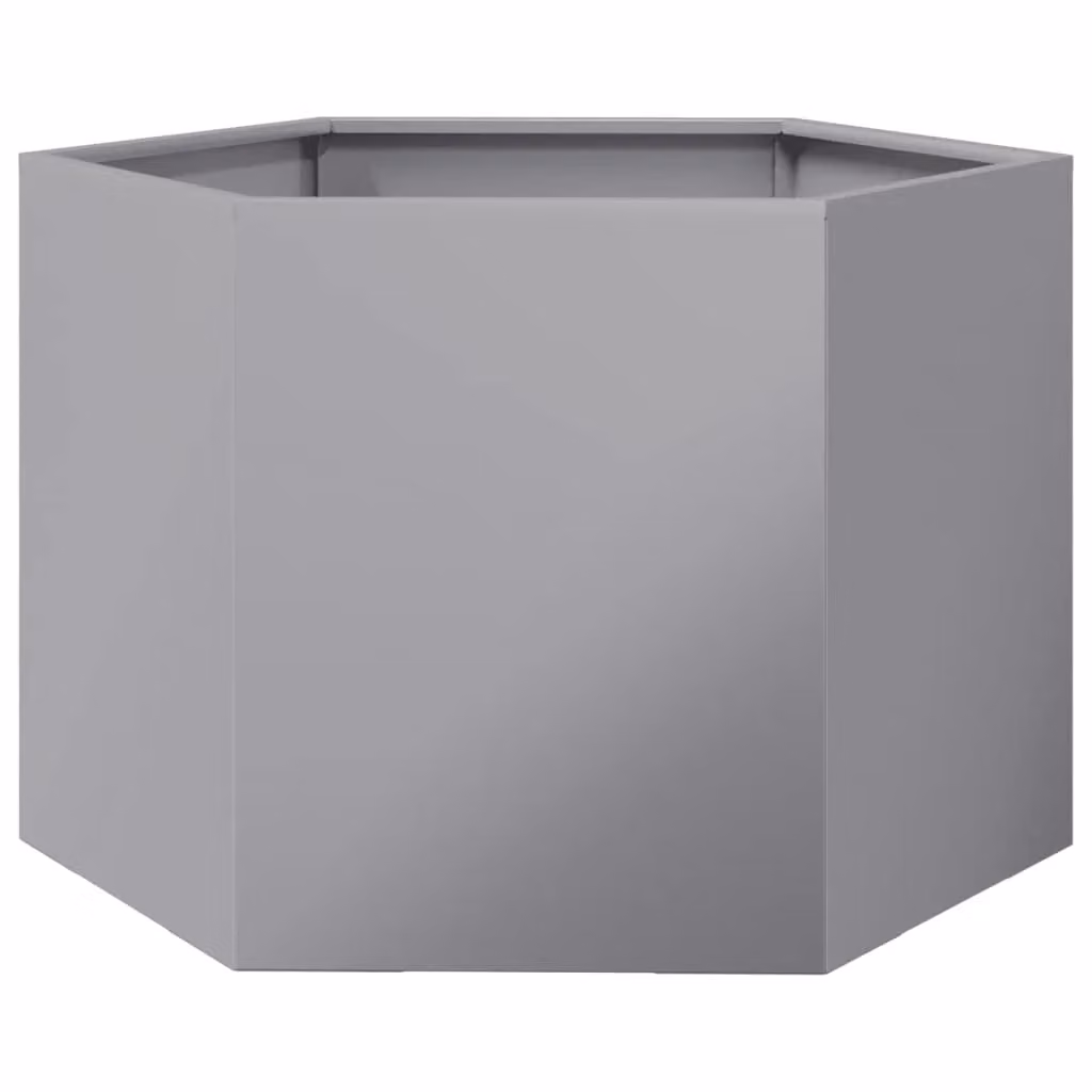Berkfield Home Hexagon Garden Planter in Silver Galvanised Steel, W: 69 cm, D: 60 cm, H: 45 cm – 2
