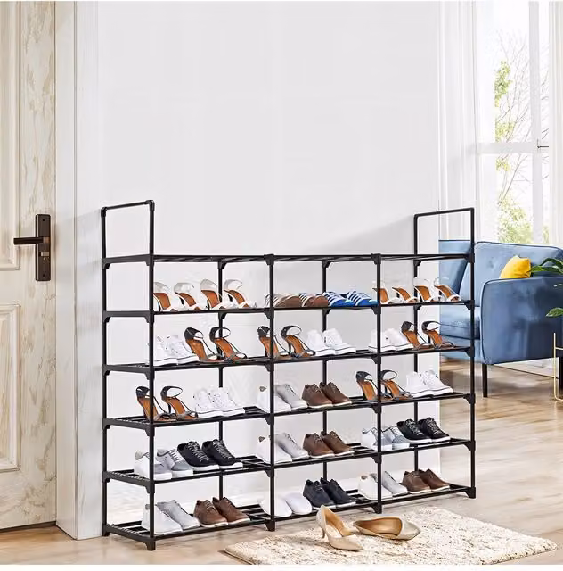 Living and Home 6-Tier Metal Shoe Rack in Black – 1