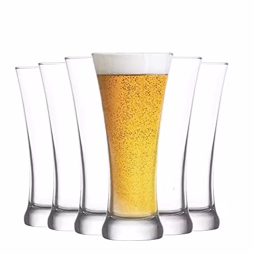 LAV Sorgum Beer Glasses, Clear, 380ml, Pack of 6