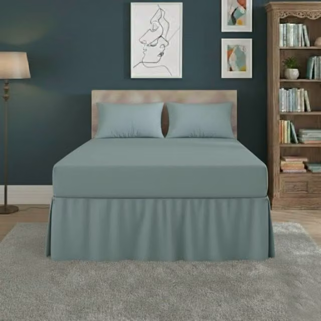 Snug City King Size Duck Egg Blue Polycotton Fitted Valance Bed Sheet with Frill – 1