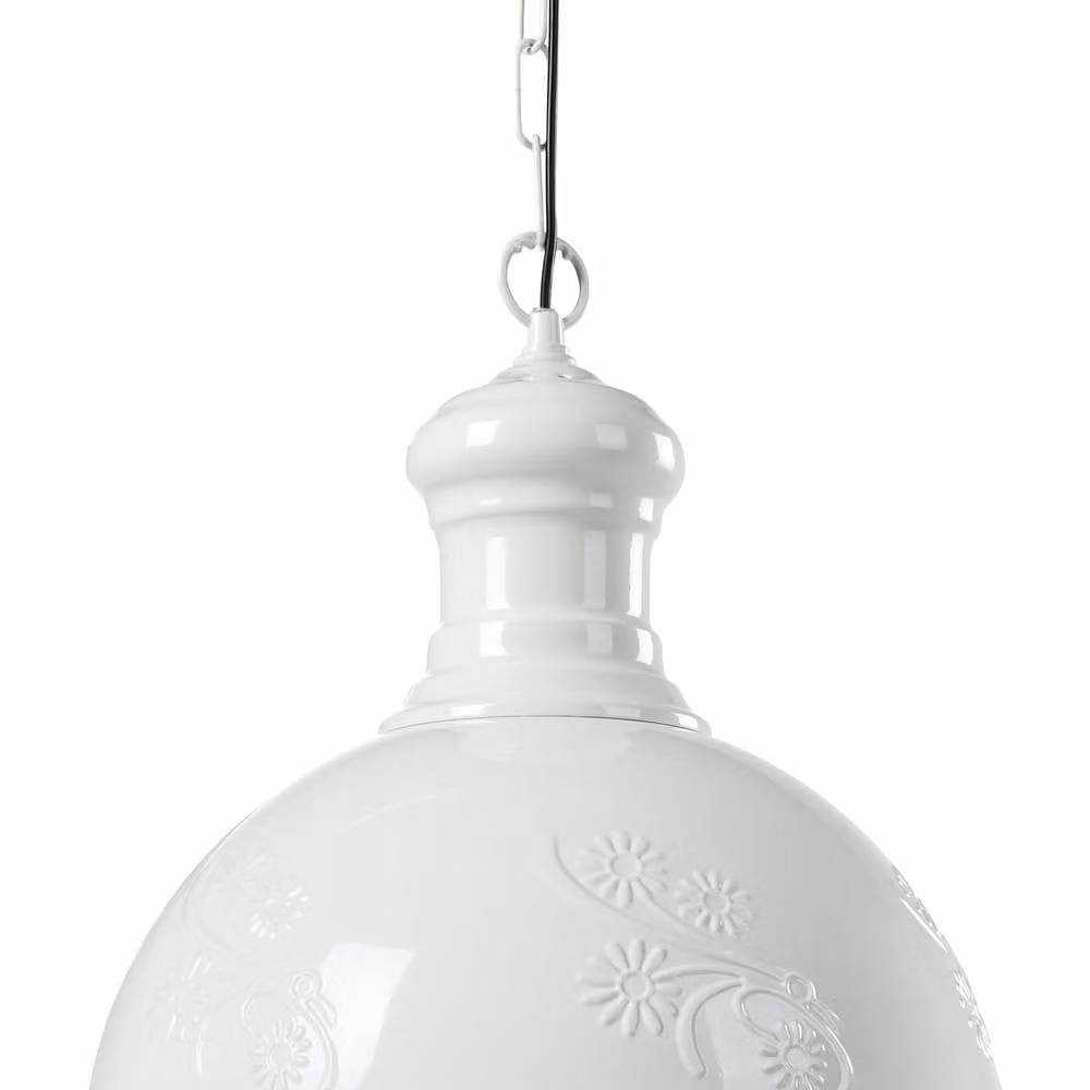 Wyld and Coco White Industrial Metal Dome Pendant Lamp