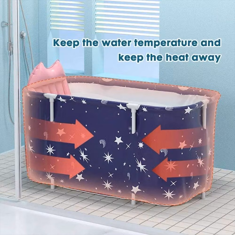 FLAVORA Portable Folding Bathtub for Adults in Navy Blue – 4