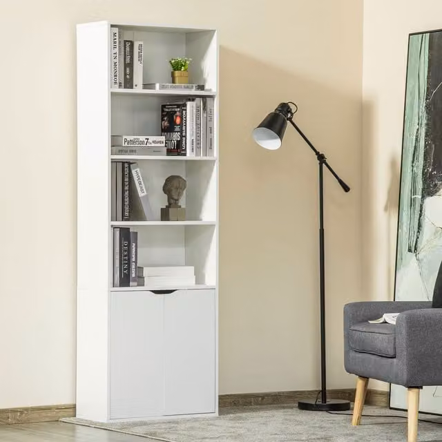 HOMCOM 4 Shelves Tall Bookcase in White