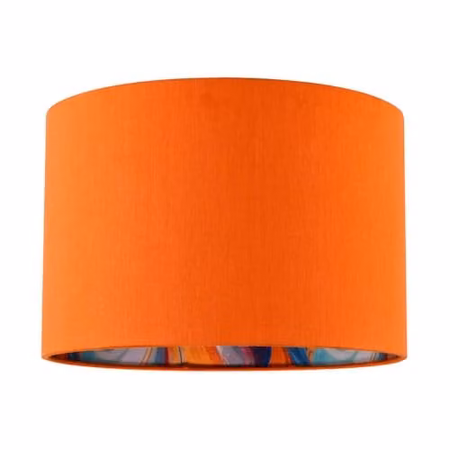 Happy Homewares Orange Linen Fabric Lamp Shade with Multi Colour Marble Design, W: 30 cm, H: 20 cm – 1