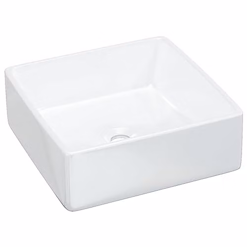 vidaXL White Ceramic Square Wash Basin W: 37 cm, D: 37 cm, H: 13 cm – 1