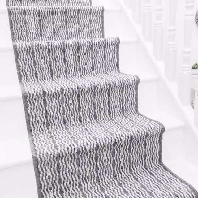 runrug Cable Stair Runner Carpet in Grey, W: 60 cm, L: 720 cm – 1