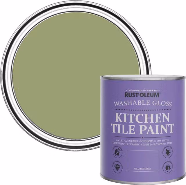 Rust-Oleum Kitchen Tile Paint in Gloss Finish, Familiar Ground Green, 750ml