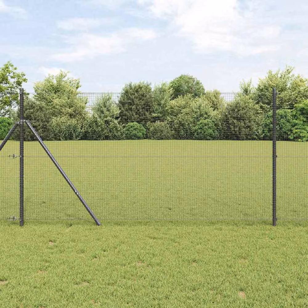 Berkfield Home Modern Welded Wire Fence in Grey Steel, 1 x 50 m – 2