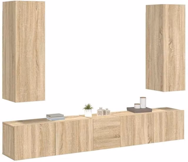 Berkfield Home 5 Piece TV Cabinet Set in Sonoma Oak Light Oak Finish