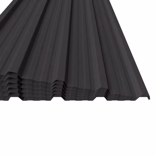 BIRCHTREE 12x Corrugated Steel Metal Roofing Panels for Sheds, Garages and Carports, Grey and Black, W: 45.0 cm, L: 129.0 cm – 4