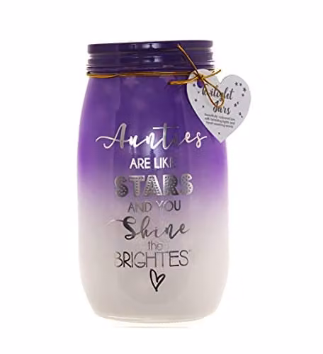 Boxer Gifts Aunties are Like Stars Light-Up Twilight Jar in Purple and Silver – 1