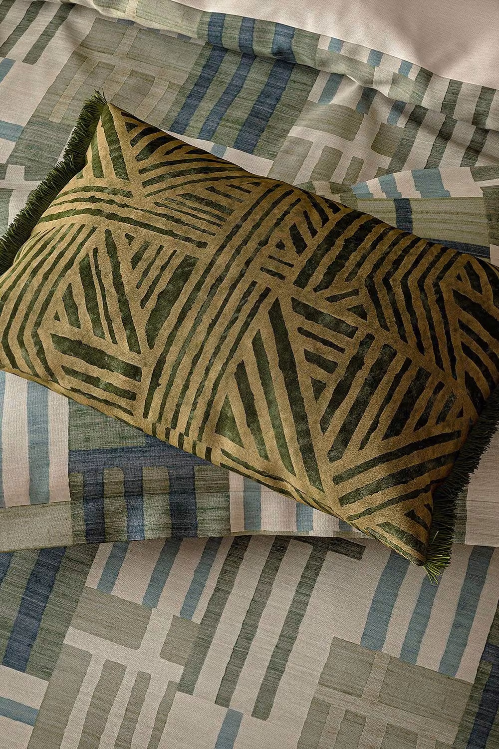 Harlequin Monolith Reversible Checked Cotton Duvet Cover and Pillowcase Set, Green, W: 180 cm, H: 200 cm – 4