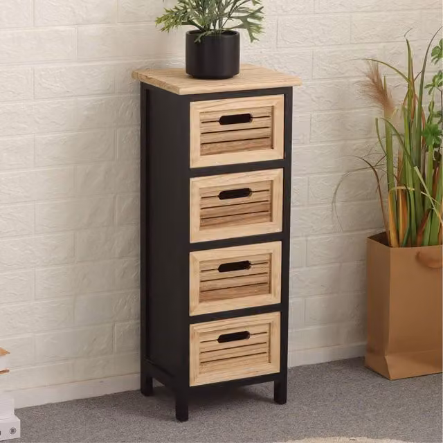Home Source Mostyn Black and Oak Storage Chest in Black and Brown