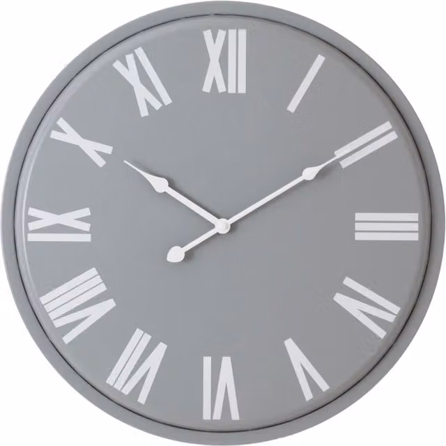 KDMK Modern Round Analog Wall Clock in Grey and White, Diameter: 49 cm