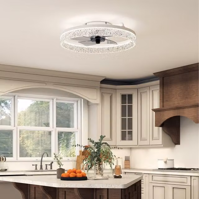 HOMCOM White Ceiling Fan with Dimmable Light, Remote and App Control