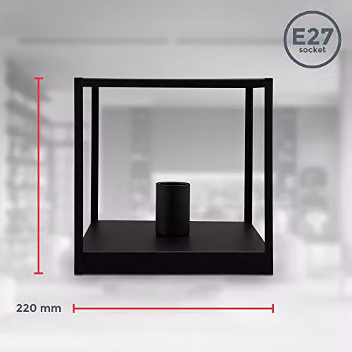 B.K.Licht Industrial Cube Ceiling Light, Black Metal, E27 Socket, Side: 22 cm – 5