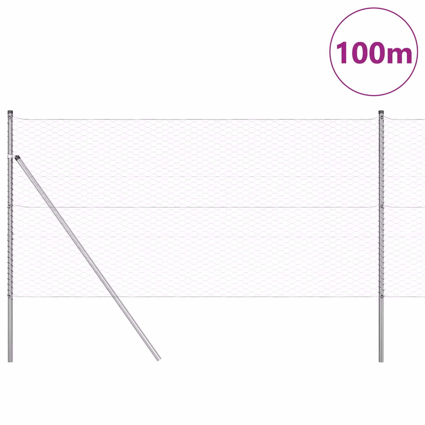 Berkfield Home Hexagon Fence in Silver Galvanised Steel, H: 120 cm x W: 100 m – 2