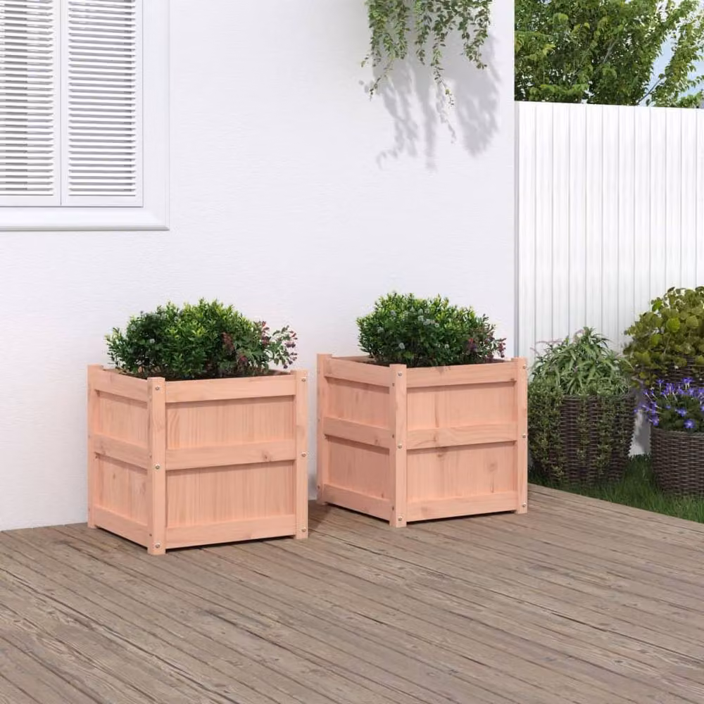 Berkfield Home Garden Solid Wood Douglas Planters, 2 Pack, Light Brown – 2