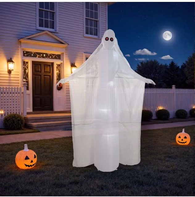 Living and Home 2.4m Giant Halloween Inflatable Scary Ghost Bride with Red LED Eyes in White