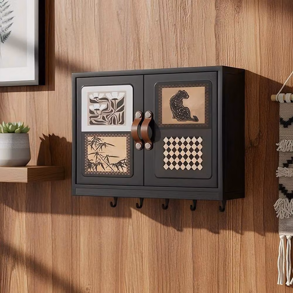 FLAVORA Black Matt 2-Door Glass Wall Mounted Bathroom Cabinet – 5