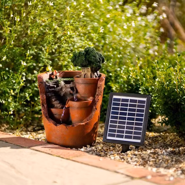 Primrose Brown Solar Powered Tabletop Cascading Water Feature