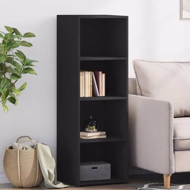 Berkfield Home Modern Black Highboard in Matt MDF, W/D/H: 40 x 41 x 124 cm – 1