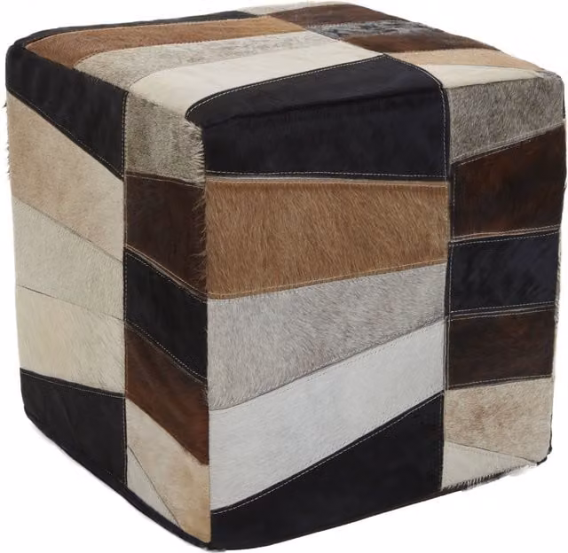 Orsina Safira Striped Leather Pouffe in Multicolour – 1
