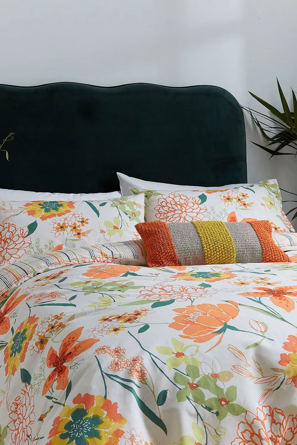 Helena Springfield Bella Reversible Floral Cotton Duvet Cover and Pillowcase Set, Orange and Multicolour, W/D/H: 200 x 200 cm – 2
