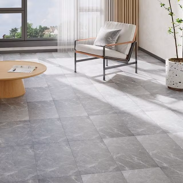 Lifeideas Set of 28 Self Adhesive Stone Effect PVC Flooring in Stone Grey