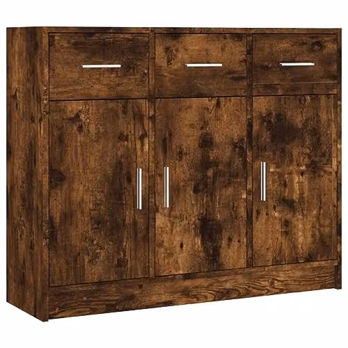 vidaXL Classic Sideboard in Smoked Oak, Brown Engineered Wood, W/D/H: 91 x 28 x 75 cm