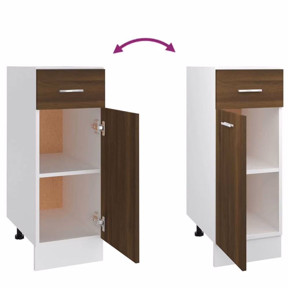 Berkfield Home Brown Oak Drawer Bottom Cabinet, W: 30 cm, D: 46 cm, H: 81.5 cm – 4