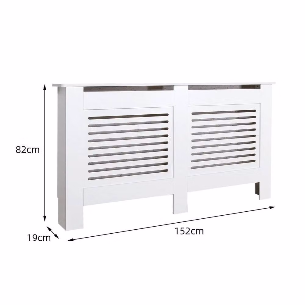 KORVIXA White Modern Horizontal Slats Grill Shelf Cabinet with Hinged Doors W/D/H: 100 x 100 x 100 cm – 2