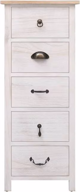 Berkfield Home Side Cabinet in White Paulownia Wood, W/D/H: 35 x 25 x 87 cm