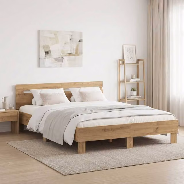 Berkfield Home Artisan Oak Bed Frame in Brown, W/D/H: 120 x 190 x 70 cm