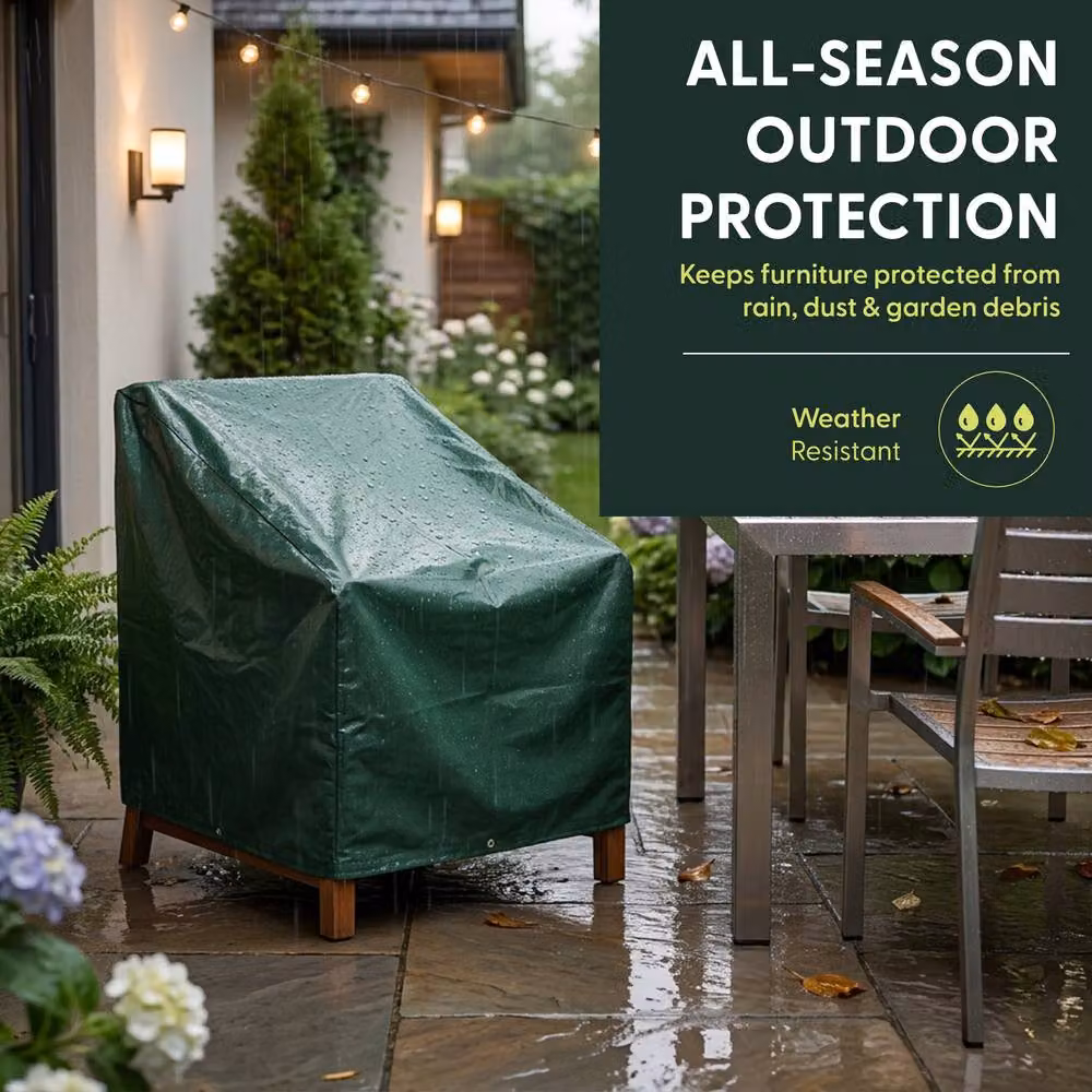 Keplin Waterproof Green Dining Chair Cover, H: 61 cm, W: 107 cm, D: 68 cm – 2