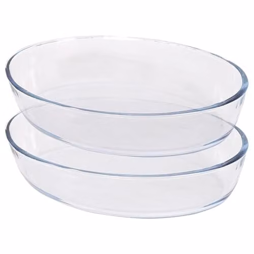 Argon Tableware Oval Glass Roasting Dish, Transparent, W: 35 cm, D: 24 cm, H: 6 cm