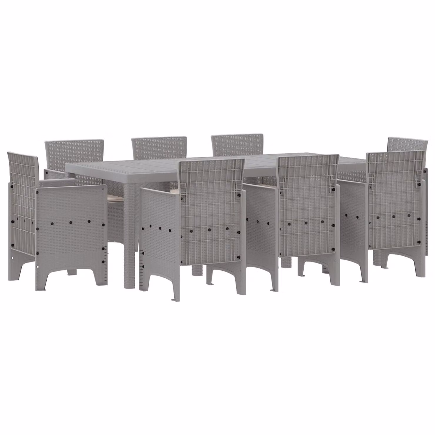 Berkfield Home 9 Piece Modern Poly Rattan Garden Dining Set with Cushions in Light Grey – 2