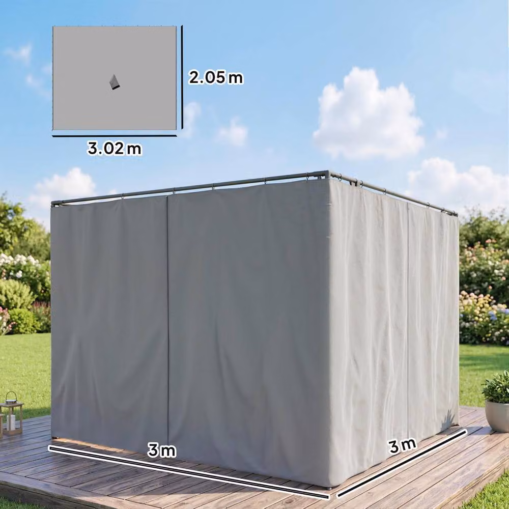 Outsunny Universal Gazebo Replacement Sidewall Set, 4 Polyester Panels, Grey – 2