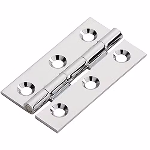 Loops Pair of Polished Chrome Screw-On Cabinet Hinges, W: 50 mm, D: 28 mm, T: 1.5 mm