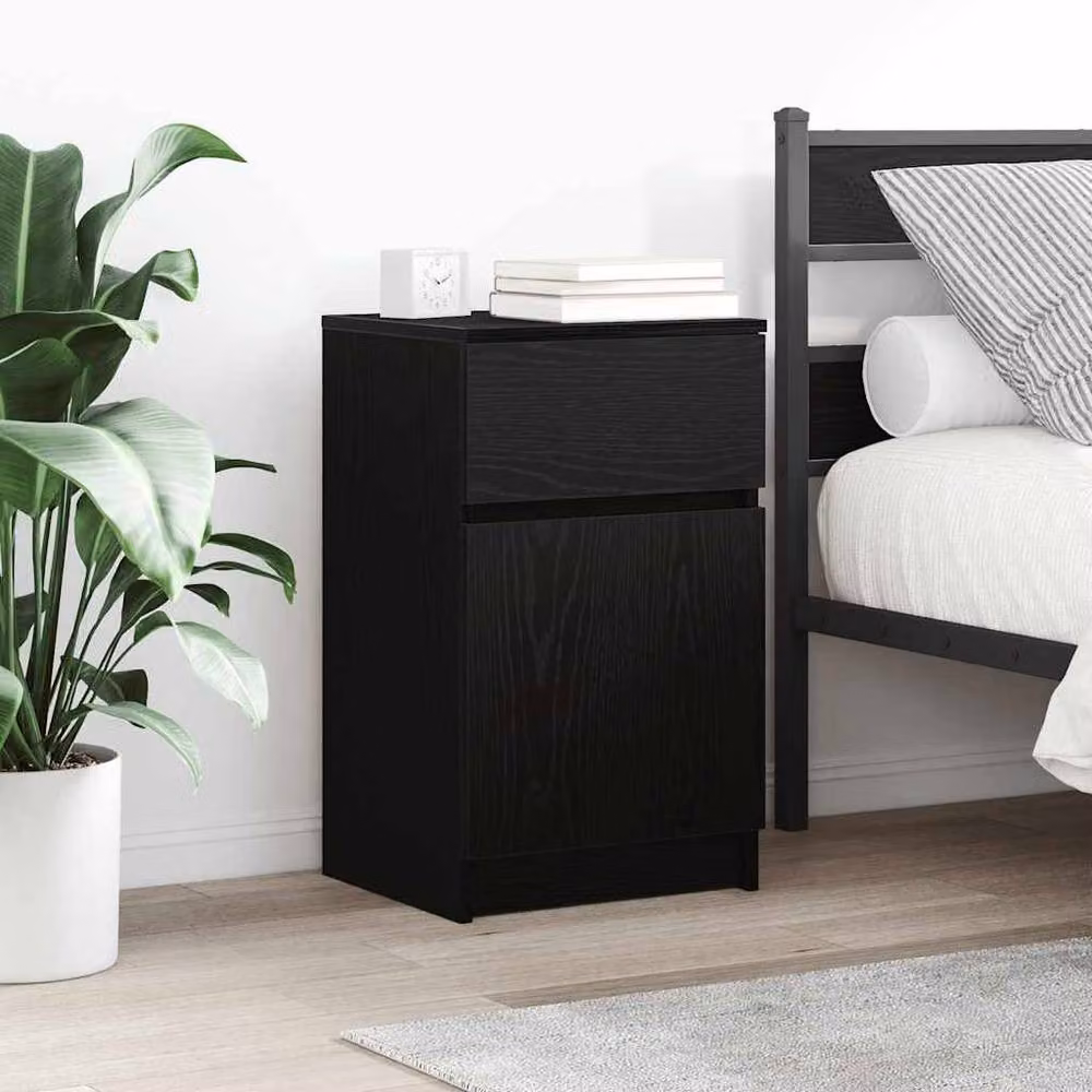 Berkfield Home Set of 2 Black Modern Bedside Cabinets, W/D/H: 39 x 35 x 65 cm – 2