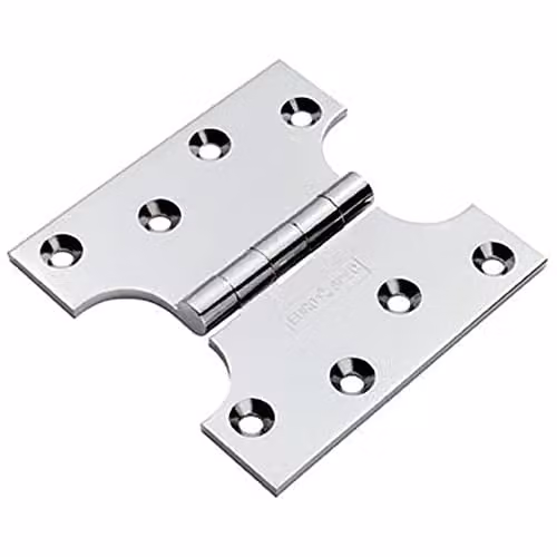 Loops Pair of Chrome Parliament Door Hinges with 180 Degree Opening, W/D/H: 102 x 102 x 4 mm