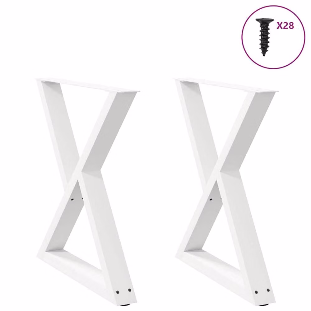 Berkfield Home Modern Dining Table Legs, 2 Piece Set, White Steel, H: 72-73.3 cm x W: 70 cm