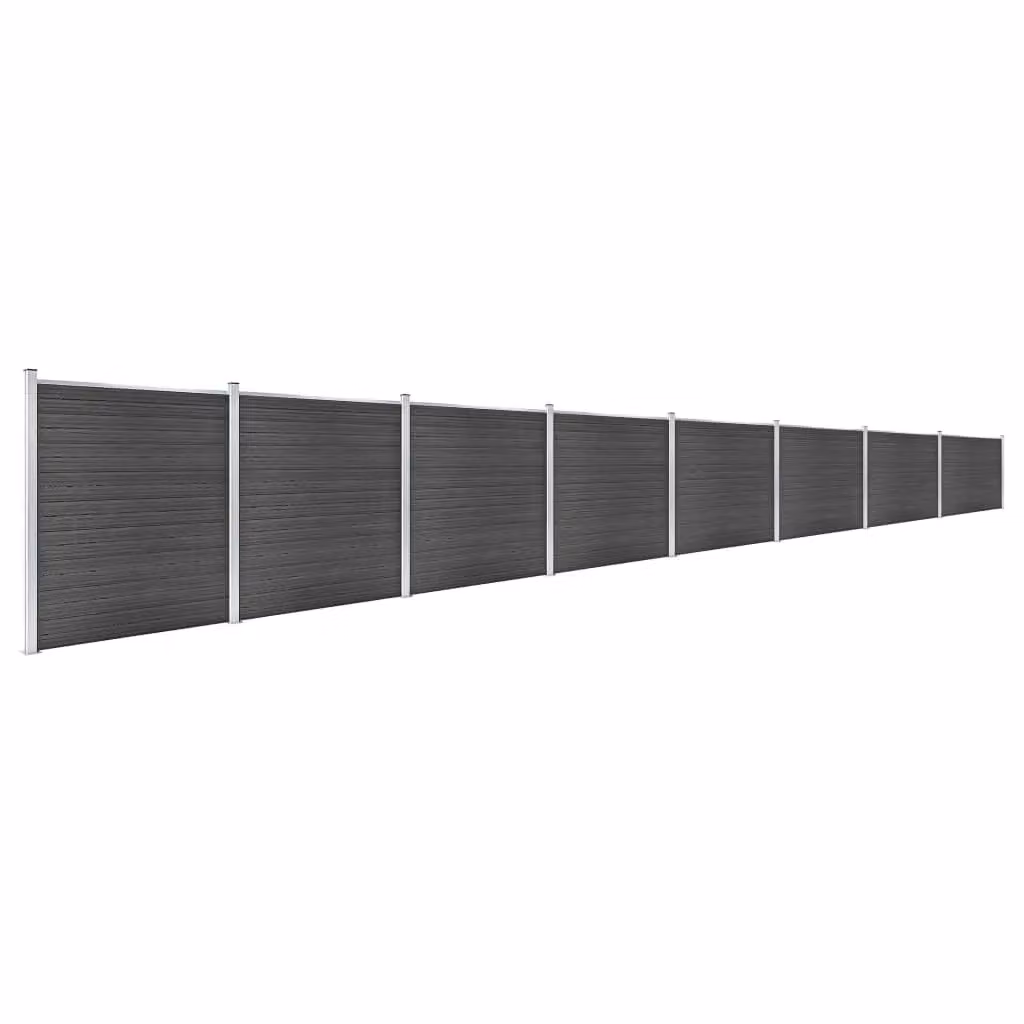 Berkfield Home WPC Fence Panel Set, Black, W: 1391 cm, H: 186 cm – 2