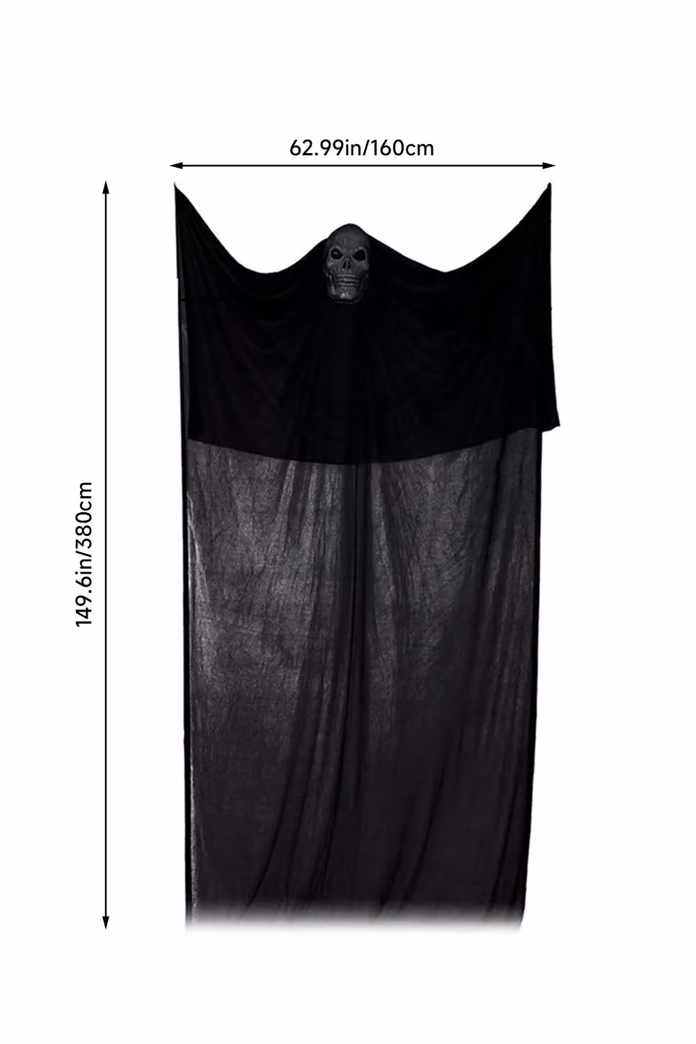 Living and Home Halloween Hanging Black Ghost Decoration with Voice-Controlled Glowing Skull – 3