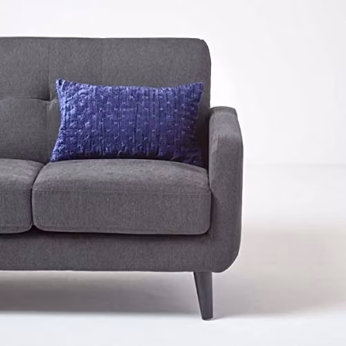 Homescapes Navy Blue Rectangular Crushed Velvet Cushion Cover, W/D/H: 50 x 30 x 30 cm – 3
