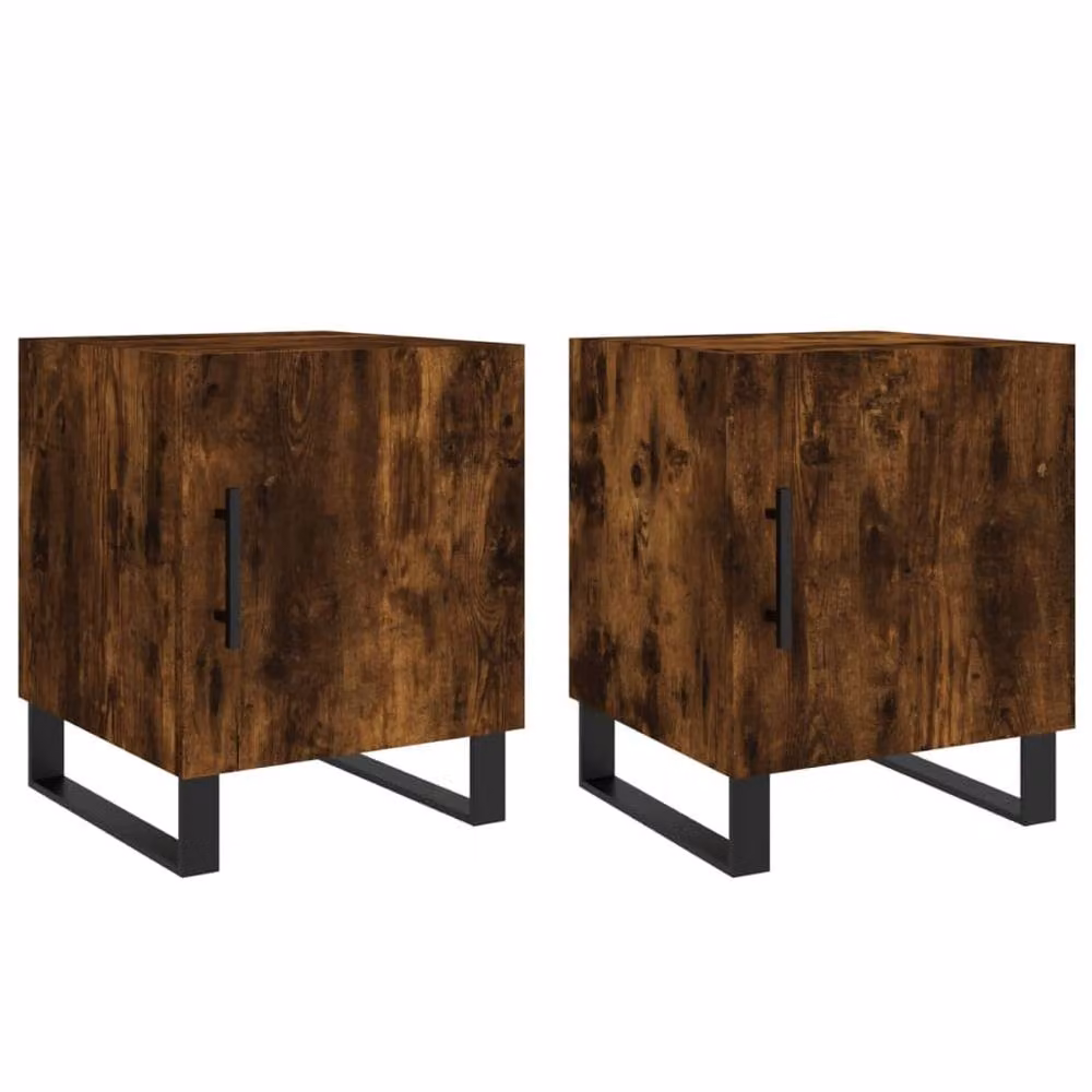 Berkfield Home Modern Bedside Cabinets, 2 Piece Set in Smoked Oak Brown, W/D/H: 40 x 40 x 50 cm – 2